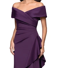 Xscape Off the Shoulder Ride Ruffle Gown