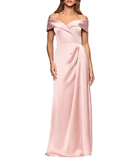 Xscape Off The Shoulder Satin Sweetheart A-Line Dress