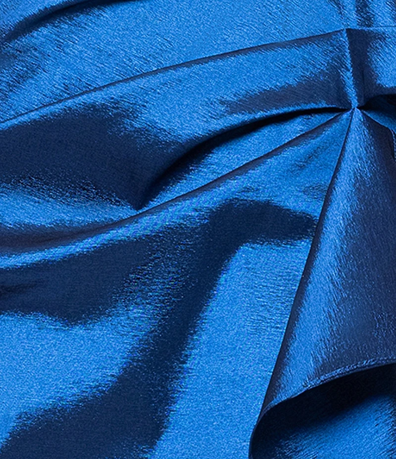 Xscape Off The Shoulder Taffeta Front Ruffle Dress