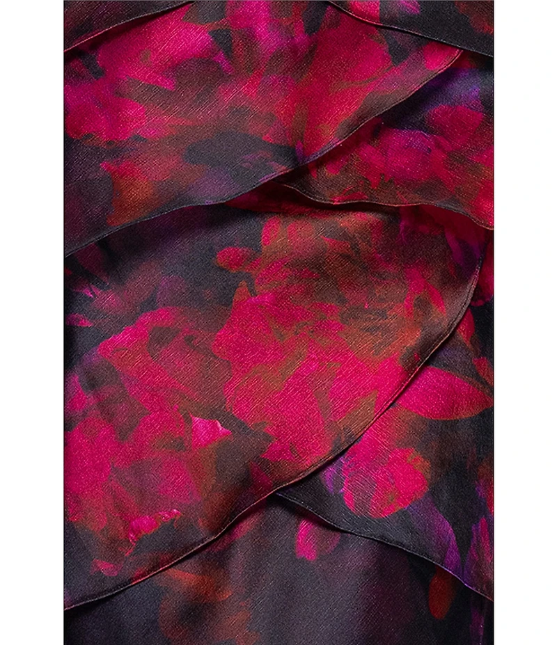 Xscape Off-the-Shoulder Tiered Floral Print Dress