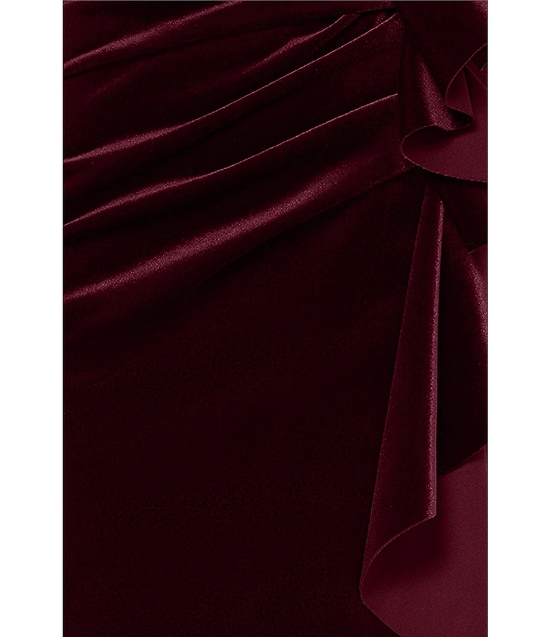 Xscape Off the Shoulder Velvet Ruffle Gown