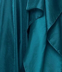 Xscape One Shoulder Cascading Side Ruffle Organza A-Line Dress