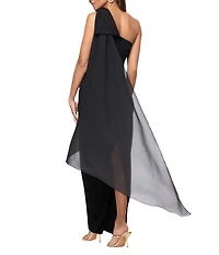 Xscape One Shoulder Chiffon Drape Dress