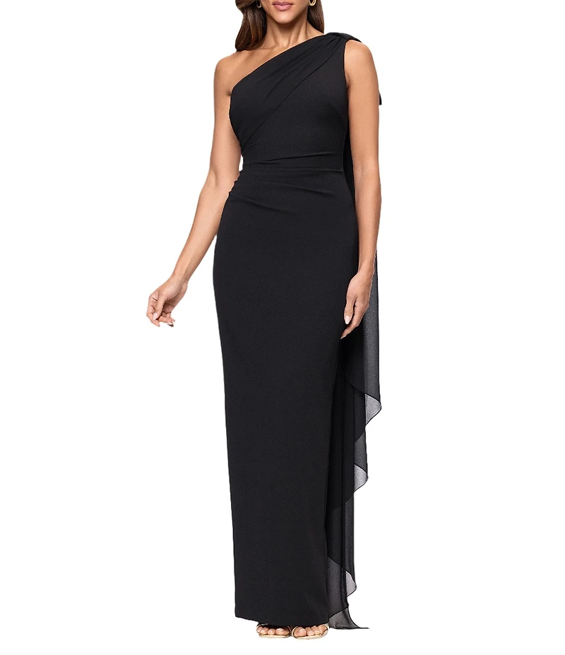 Xscape One Shoulder Chiffon Drape Dress