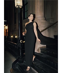 Xscape One Shoulder Chiffon Drape Dress