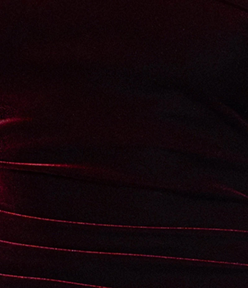 Xscape One Shoulder Long Sleeve Velvet Ruched Gown