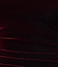 Xscape One Shoulder Long Sleeve Velvet Ruched Gown