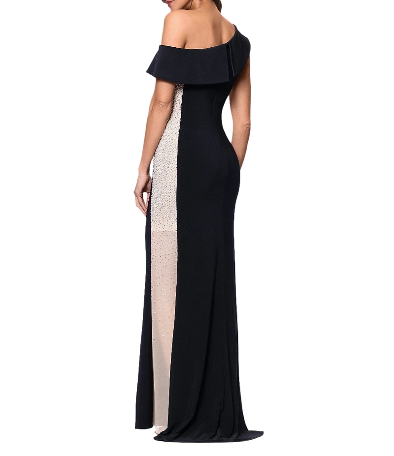 Xscape One Shoulder Rhinestone Mermaid Gown
