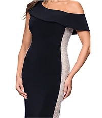Xscape One Shoulder Rhinestone Mermaid Gown