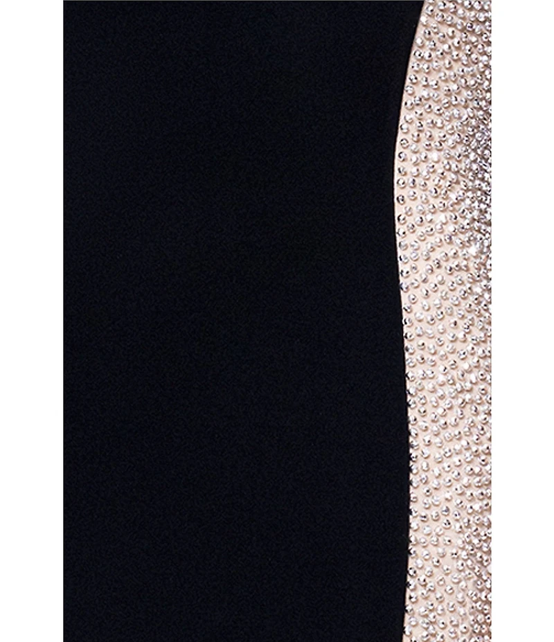 Xscape One Shoulder Rhinestone Mermaid Gown