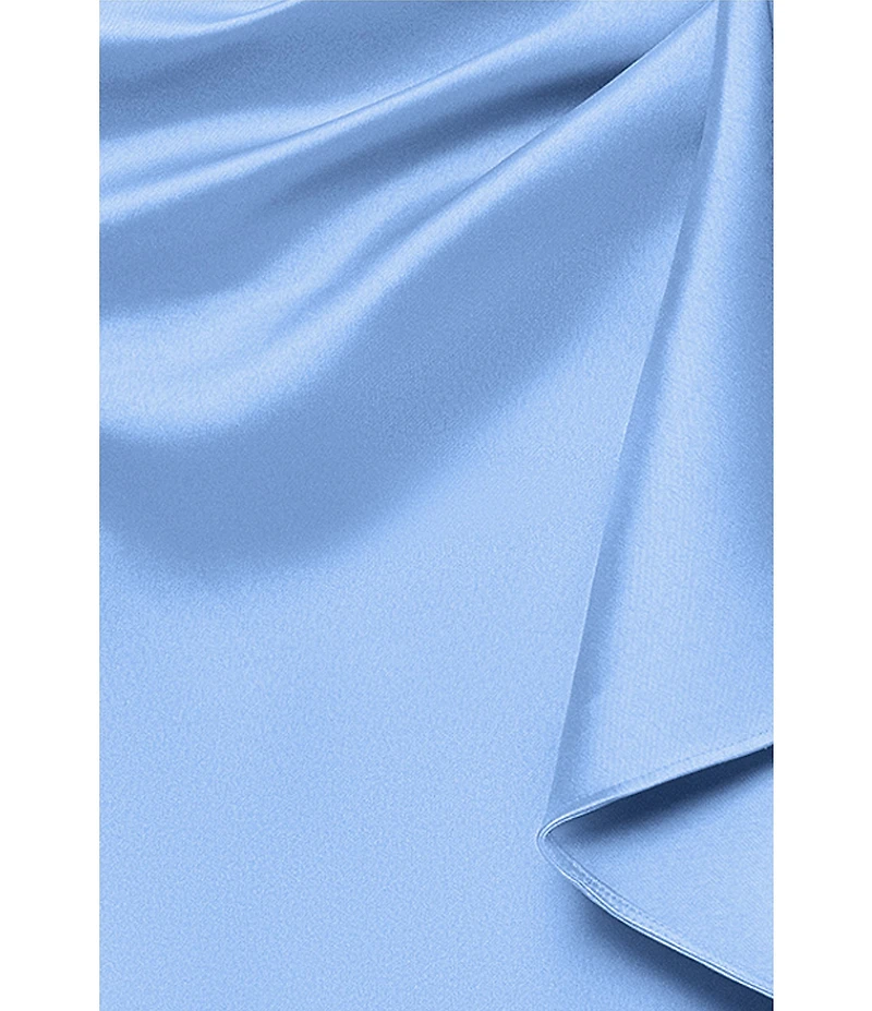 Xscape One Shoulder Sheath Side Ruffle Long Dress