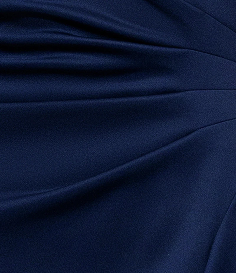 Xscape One Shoulder Side Ruffle Scuba Crepe Gown