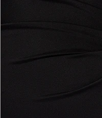 Xscape One Shoulder Side Ruffle Scuba Crepe Gown