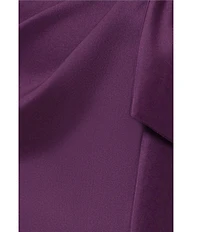 Xscape Petite Asymmetrical Neck Cap Sleeve Long Stretch Mikado Sheath Dress