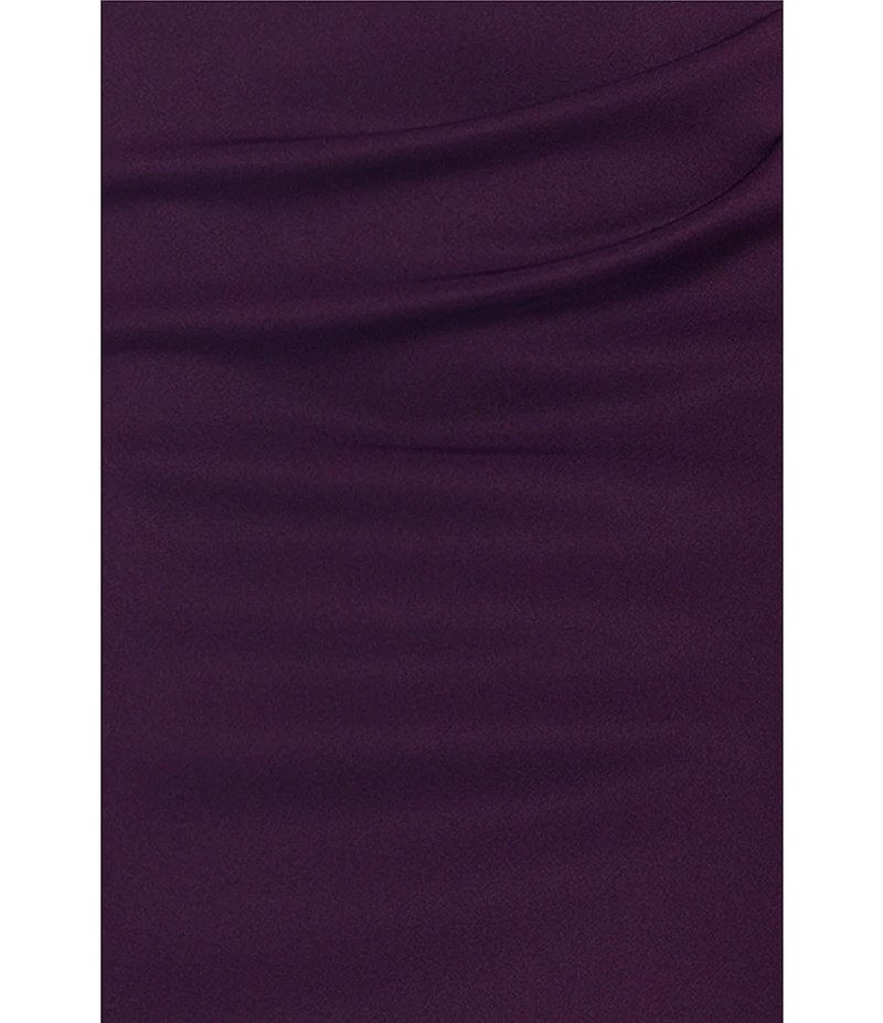 Xscape Petite Size Asymmetrical Neck Short Sleeve Sheath Gown