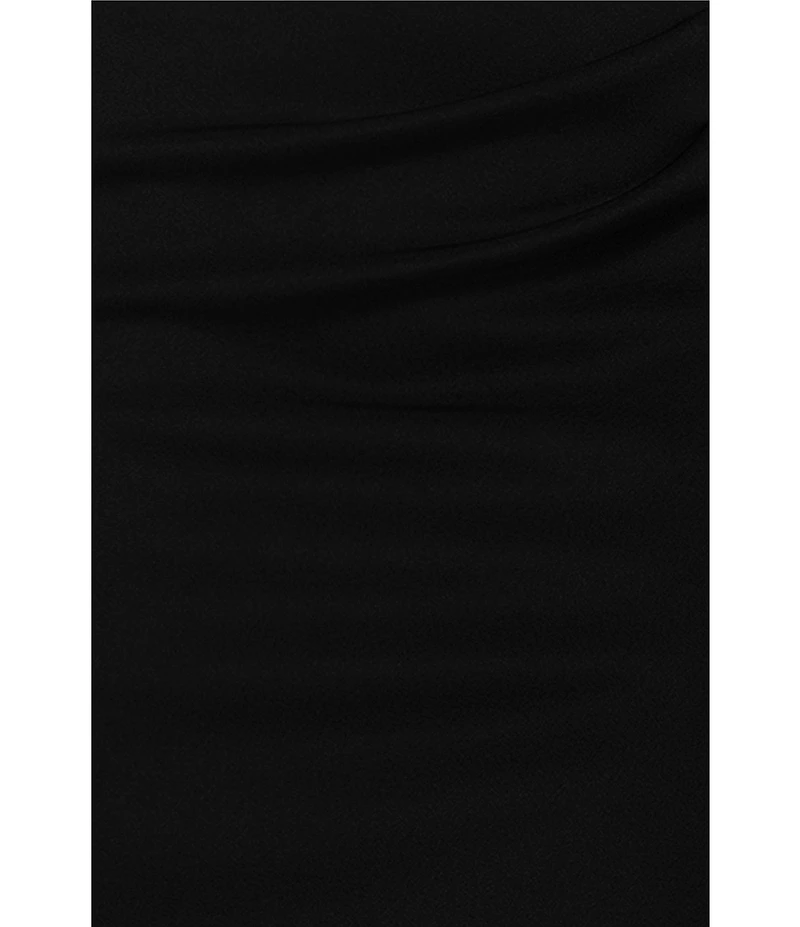 Xscape Petite Size Asymmetrical Neck Short Sleeve Sheath Gown