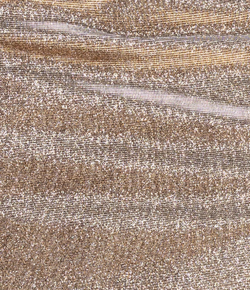 Xscape Petite Size Glitter Knit Asymmetrical Neck Gown