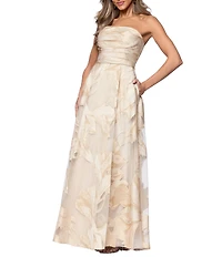 Xscape Petite Size Jacquard Burnout Strapless Gown