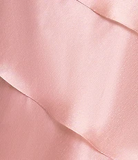 Xscape Petite Size Metallic Organza One Shoulder Sleeveless Rosette Tiered Ruffle Long Gown