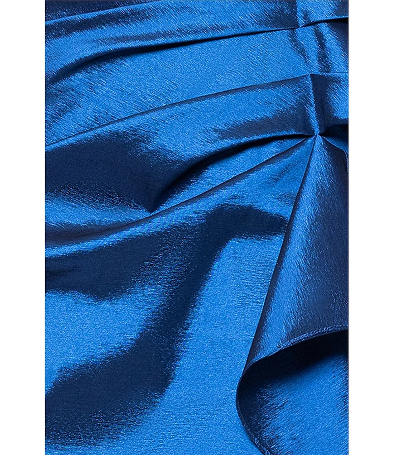 Xscape Petite Size Off-The-Shoulder Ruffle Front Taffeta Mermaid Dress