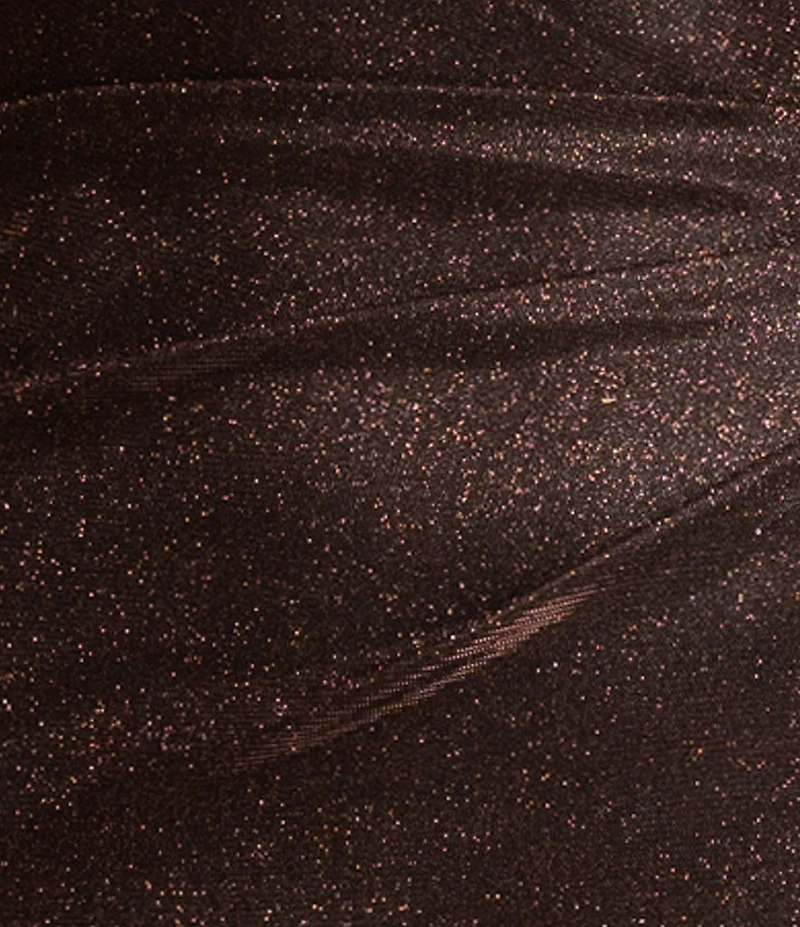 Xscape Petite Size One Shoulder Glitter Knit Cascading Ruffle Long Dress