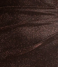 Xscape Petite Size One Shoulder Glitter Knit Cascading Ruffle Long Dress