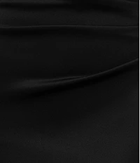 Xscape Petite Size Scuba Straight Neck Off The Shoulder Cascade Ruffle Gown