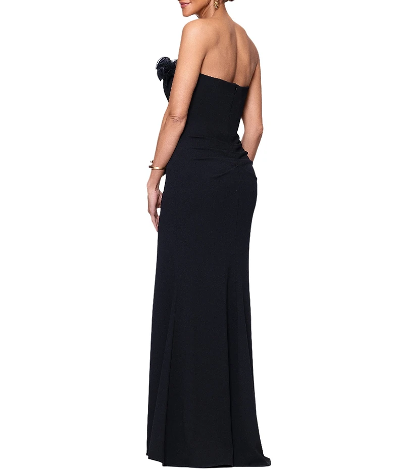 Xscape Petite Size Strapless Sweetheart Neck Ruffle Hem Long Dress