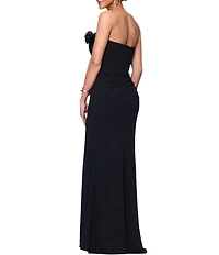 Xscape Petite Size Strapless Sweetheart Neck Ruffle Hem Long Dress