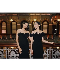 Xscape Petite Size Strapless Sweetheart Neck Ruffle Hem Long Dress
