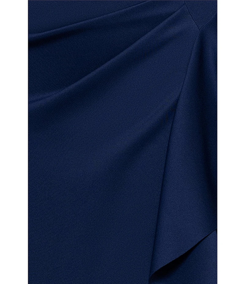 Xscape Plus Size 3/4 Sleeve Ruched Scuba Gown