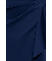Xscape Plus Size 3/4 Sleeve Ruched Scuba Gown