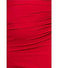 Xscape Plus Size Asymmetrical Ruffle Shoulder Long Sleeve Sheath Dress