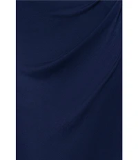 Xscape Plus Size Beaded Boat Neck Cap Sleeve Sheer Matte Jersey Gown