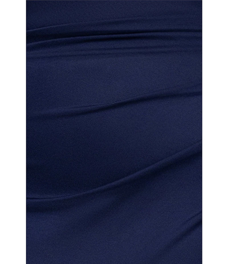 Xscape Plus Size Boat Neck Short Sleeve Mesh Beaded Yoke Gown