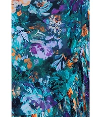 Xscape Plus Size Chiffon Strapless Floral Print Wrap Front Ruffle Dress