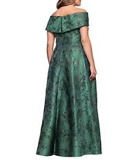 Xscape Plus Size Off The Shoulder Brocade Long Gown