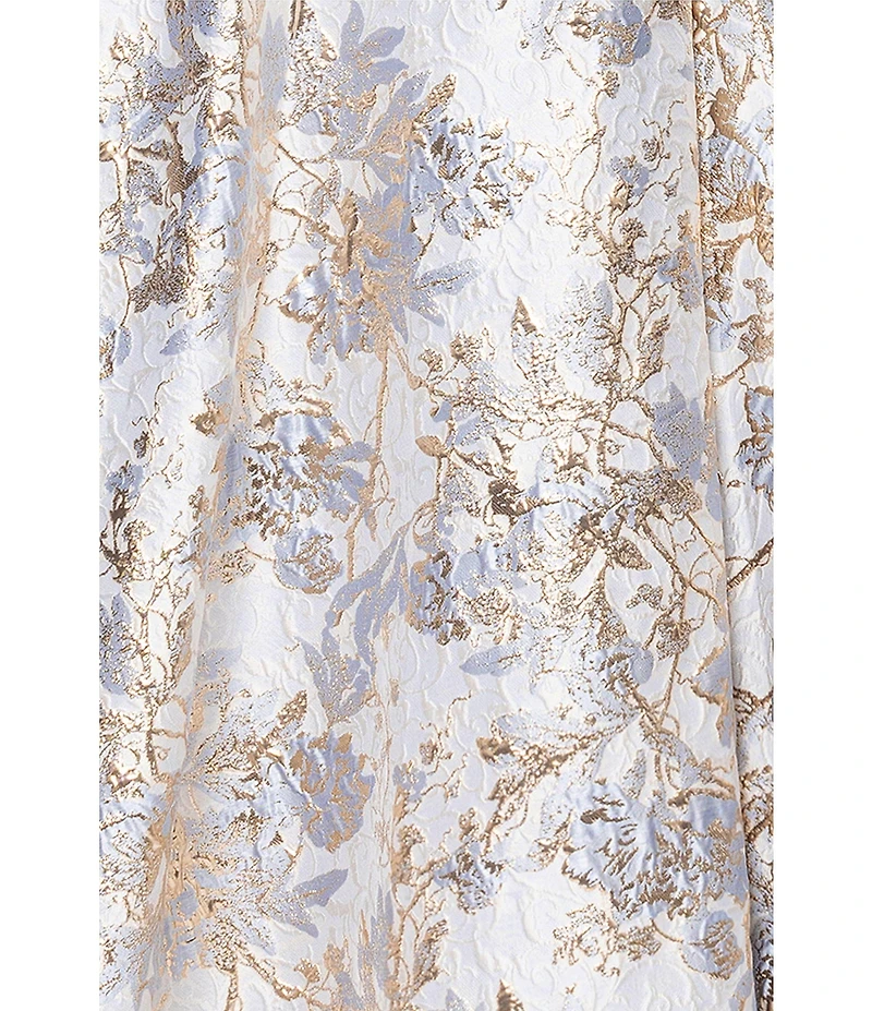 Xscape Plus Size Off-the-Shoulder Sweetheart Neck Short Sleeve Brocade Ball Gown