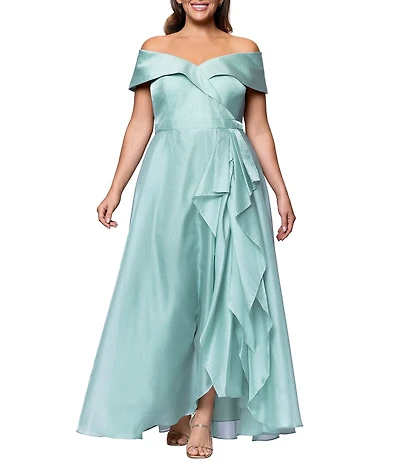 Xscape Plus Size Organza Sweetheart Off The Shoulder Ruffle Front Gown
