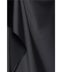Xscape Plus Size Satin Long Sleeve Faux Wrap Gown