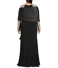 Xscape Plus Size Satin Shawl Bow Wrap