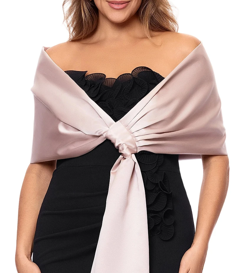 Xscape Plus Size Satin Shawl Bow Wrap