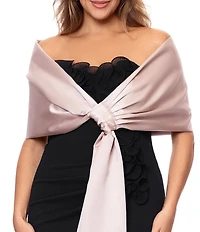 Xscape Plus Size Satin Shawl Bow Wrap