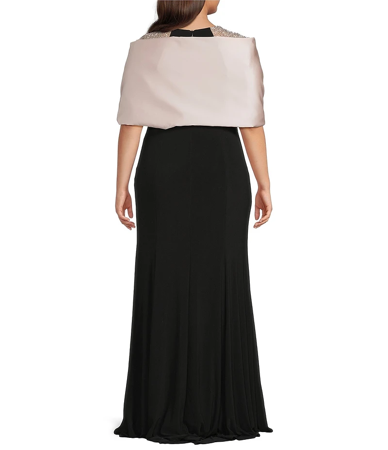 Xscape Plus Size Satin Shawl Bow Wrap