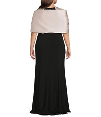 Xscape Plus Size Satin Shawl Bow Wrap