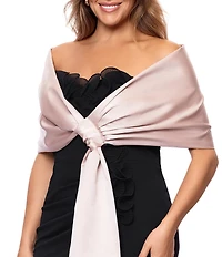 Xscape Plus Size Satin Shawl Bow Wrap