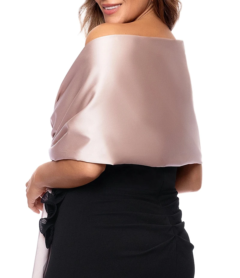 Xscape Plus Size Satin Shawl Bow Wrap