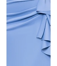 Xscape Plus Size Sleeveless Sweetheart Neck Cascade Ruffled Long Scuba Crepe Dress