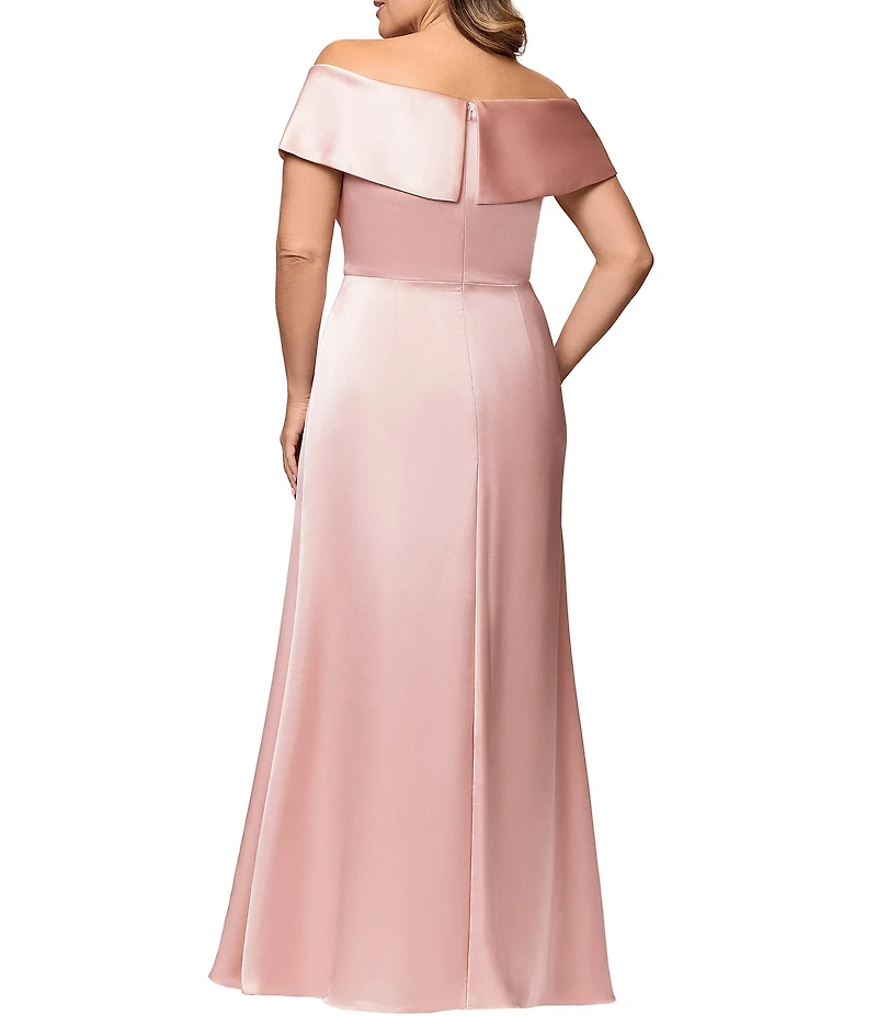 Xscape Plus Size Sweetheart Neck Off The Shoulder Sleeveless A-Line Gown