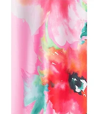 Xscape Satin Flower Print Halter Bow Tie Neckline Sleeveless Sheath Long Dress